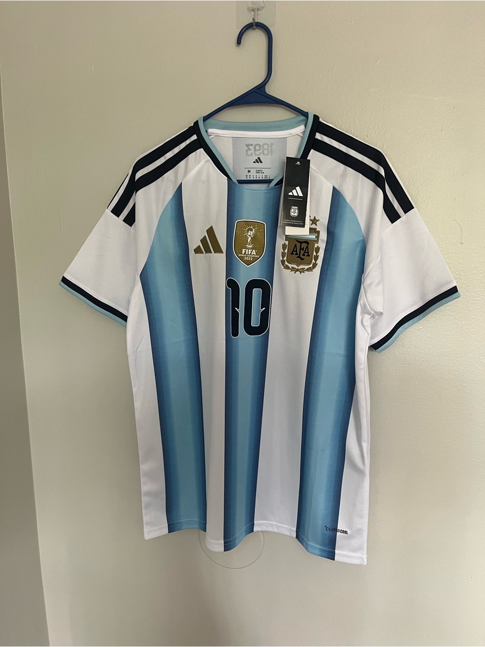Adidas Argentina FIFA World Cup Messi Jersey White and Blue NWT